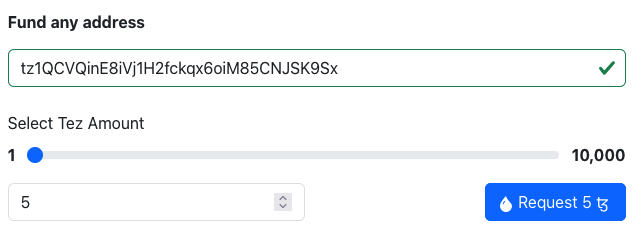 Funding a wallet with a faucet